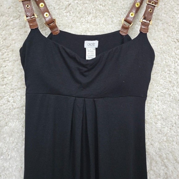 Cache Mini Dress Women Medium Black Babydoll Buckle Straps Stretch Y2K Steampunk - Picture 3 of 14